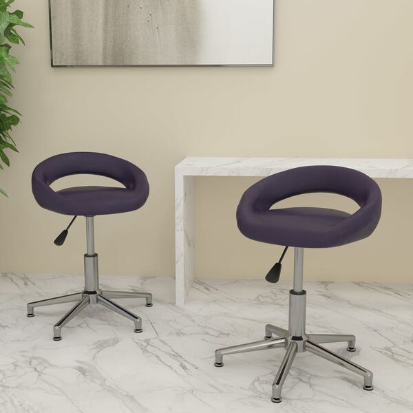 vidaXL Cadeiras de jantar girat&oacute;rias 2 pcs couro artificial roxo
