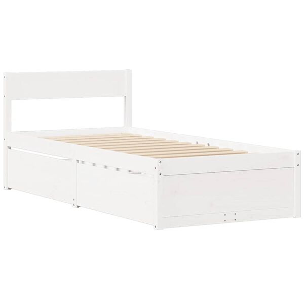 vidaXL Cama sem colch&atilde;o 90x190 cm madeira de pinho maci&ccedil;a branco
