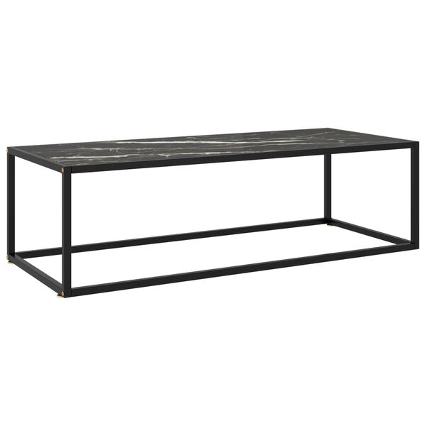 vidaXL Mesa de centro 120x50x35 cm preto com vidro m&aacute;rmore preto