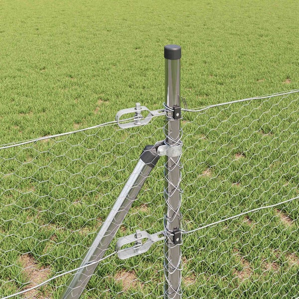 vidaXL Poste de Cerca Prateado 50 x 0,5 m (malha de 25 mm) A&ccedil;o