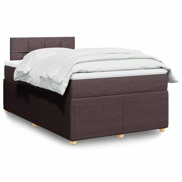 vidaXL Cama boxspring com colch&atilde;o 120x190 cm tecido castanho-escuro