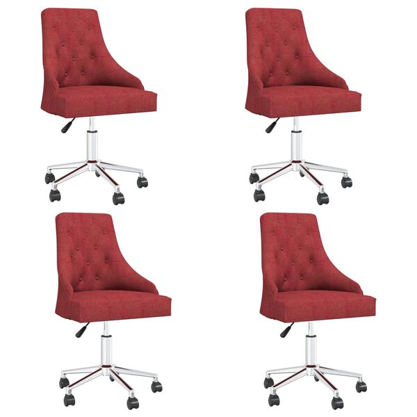 vidaXL Cadeiras de jantar girat&oacute;rias 4 pcs tecido vermelho tinto