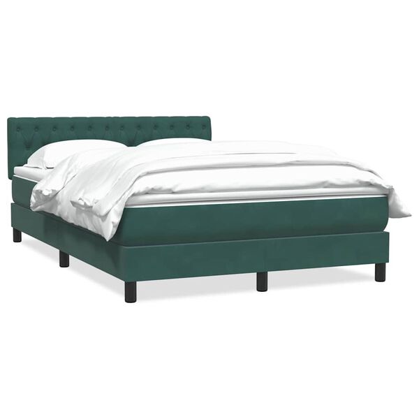 vidaXL Cama com molas/colch&atilde;o 160x220 cm veludo verde-escuro