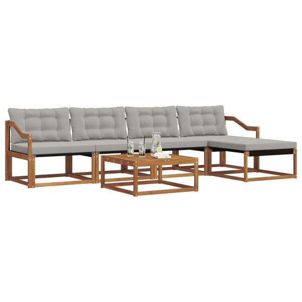 vidaXL Conjunto de Sof&aacute;s para Exterior 6 pcs Cinza Natural e Claro