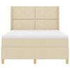 vidaXL Cama Box com colch&atilde;o com cabeceira Creme 160 x 200 cm tecido