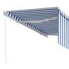 vidaXL Toldo retr&aacute;til manual com estore 3,5x2,5 m azul e branco