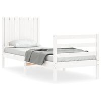 vidaXL Estrutura cama de solteiro c/ cabeceira madeira maciça branco