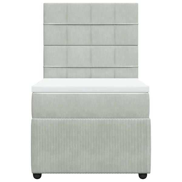 vidaXL Cama com molas/colch&atilde;o 90x200 cm veludo cinza-claro