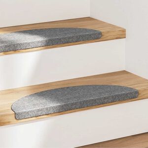 vidaXL Tapetes de escada adesivos 15 pcs 56x17x3 cm cinzento