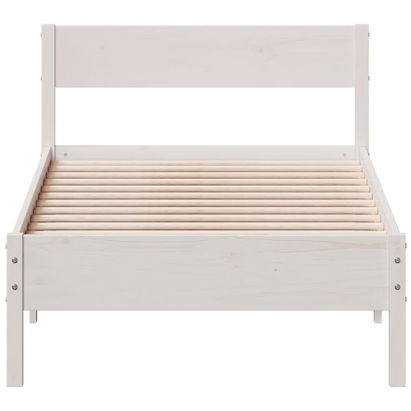 vidaXL Cama sem colch&atilde;o 90x200 cm madeira de pinho maci&ccedil;a branco