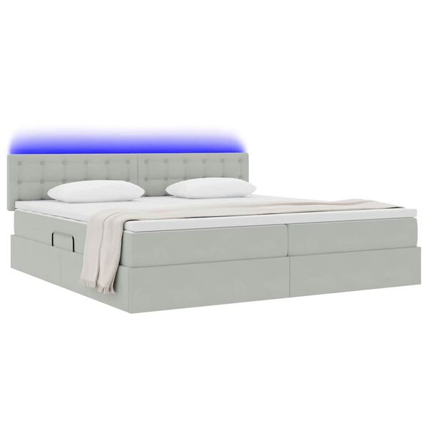 vidaXL Cama com arruma&ccedil;&atilde;o e LED Cinzento-claro 200 x 200 cm Veludo