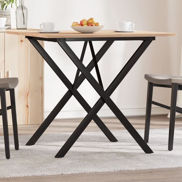 vidaXL Mesa de jantar estrutura em X 90x90x75 cm pinho e a&ccedil;o