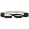 vidaXL 8 pcs conjunto lounge de jardim c/ almofad&otilde;es vime PE preto