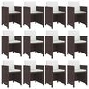 vidaXL 13 pcs conjunto jantar exterior com almofad&otilde;es vime PE castanho