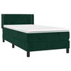 vidaXL Cama com molas/colch&atilde;o 90x190 cm veludo verde-escuro