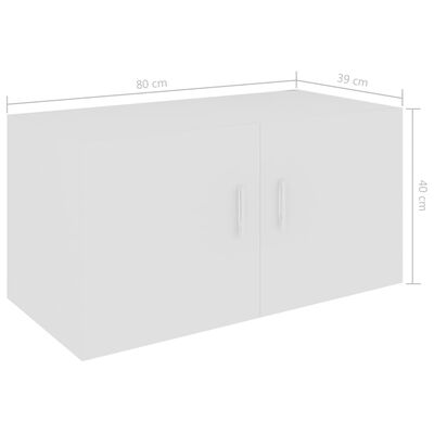 vidaXL Armário de parede 80x39x40 cm contraplacado branco