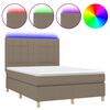 vidaXL Cama box spring colch&atilde;o/LED 140x200 cm tecido cinza-acastanhado