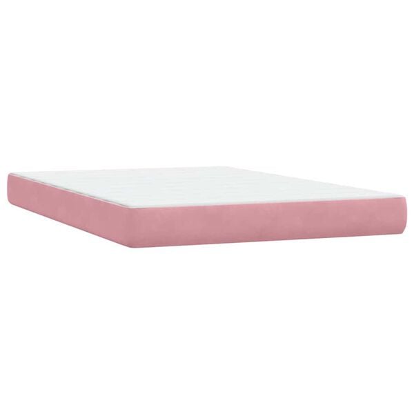 vidaXL Cama com molas/colch&atilde;o 140x210 cm veludo Rosa