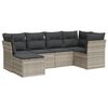 vidaXL 6 pcs conj. sof&aacute;s jardim com almofad&otilde;es vime PE cinzento-claro
