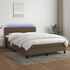 vidaXL Cama box spring c/ colch&atilde;o/LED 140x190cm tecido castanho-escuro