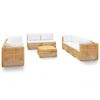 vidaXL 9 pcs conjunto lounge jardim c/ almofad&otilde;es madeira teca maci&ccedil;a