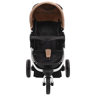 vidaXL Carrinho de bebé com três rodas castanho-acinzentado e preto