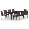 vidaXL 9 pcs conjunto de jantar para jardim castanho e preto