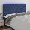 vidaXL Cabeceira de cama c/ luzes LED tecido 180x7x118/128 cm azul