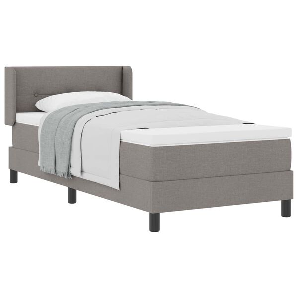 vidaXL Cama Box com colch&atilde;o Cinzento-acastanhado 200 x 80 cm Poli&eacute;ster