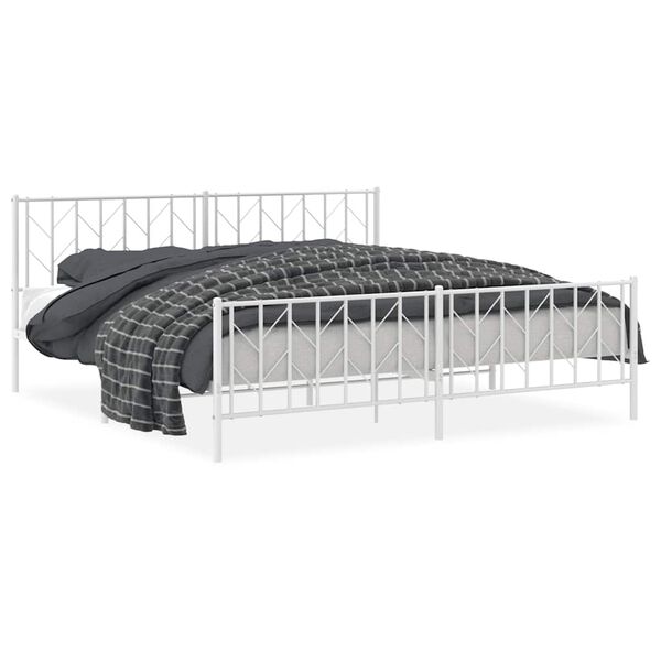 vidaXL Estrutura de cama com cabeceira e pés 193x203 cm metal branco