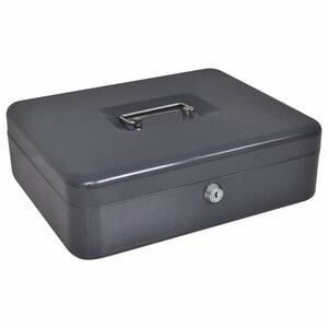vidaXL Cofre com bloqueio Cinzento escuro 30 x 24 x 9 cm A&ccedil;o