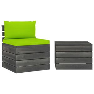 vidaXL 2 pcs conjunto lounge de paletes com almofad&otilde;es pinho maci&ccedil;o