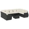 vidaXL 10 pcs conjunto sof&aacute;s de jardim c/ almofad&otilde;es vime PE preto