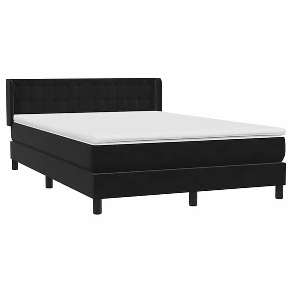 vidaXL Cama com molas/colch&atilde;o 140x210 cm veludo preto