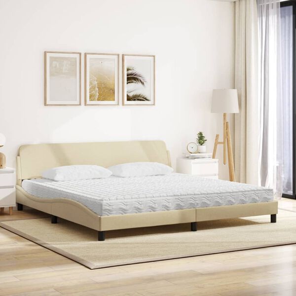vidaXL Cama com colch&atilde;o Dover 200x200 cm tecido cor creme