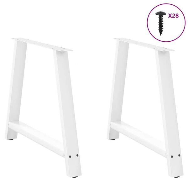 vidaXL Pés para mesa de jantar em formato A, 2 peças, branco, 100x(72-73) cm, aço