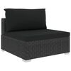 vidaXL 4 pcs conjunto lounge de jardim c/ almofad&otilde;es vime PE preto