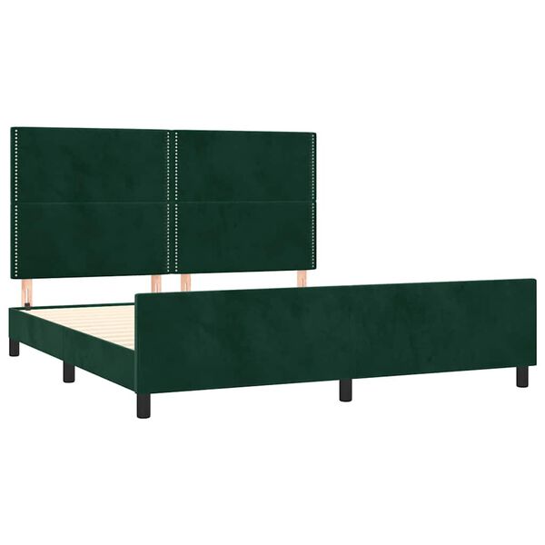 vidaXL Estrutura de cama sem colch&atilde;o 200x200 cm veludo verde-escuro