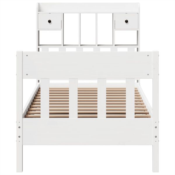 vidaXL Cama sem colch&atilde;o 90x190 cm madeira de pinho maci&ccedil;a branco