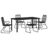 vidaXL Conjunto de Jantar para Jardim 5 pcs Preto A&ccedil;o revestido a p&oacute;