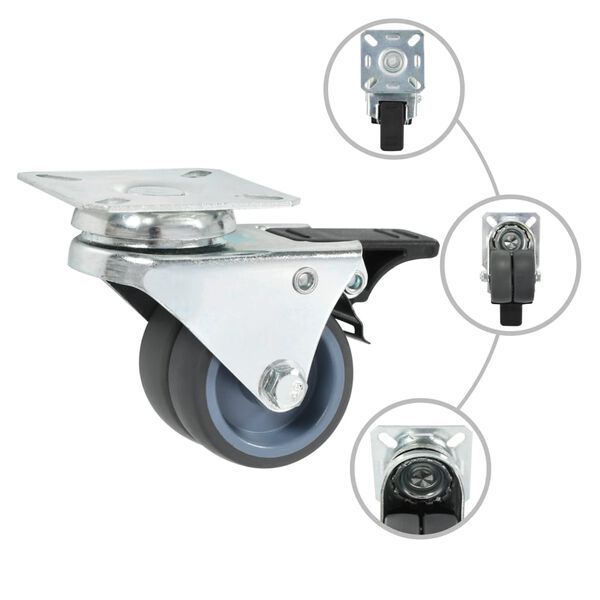 vidaXL 12 pcs rodas girat&oacute;rias duplas 50 mm