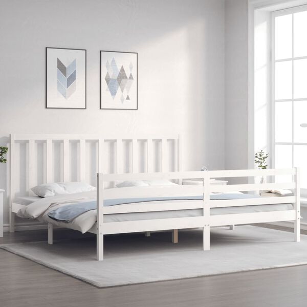 vidaXL Cama sem colch&atilde;o 200x200 cm madeira de pinho maci&ccedil;a branco