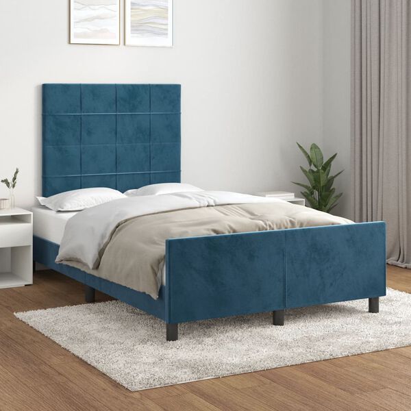 vidaXL Estrutura de cama sem colch&atilde;o 120x200 cm veludo azul