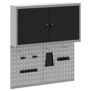vidaXL Conjunto de Arm&aacute;rios de Ferramentas com bloqueio 3 unid. Preto