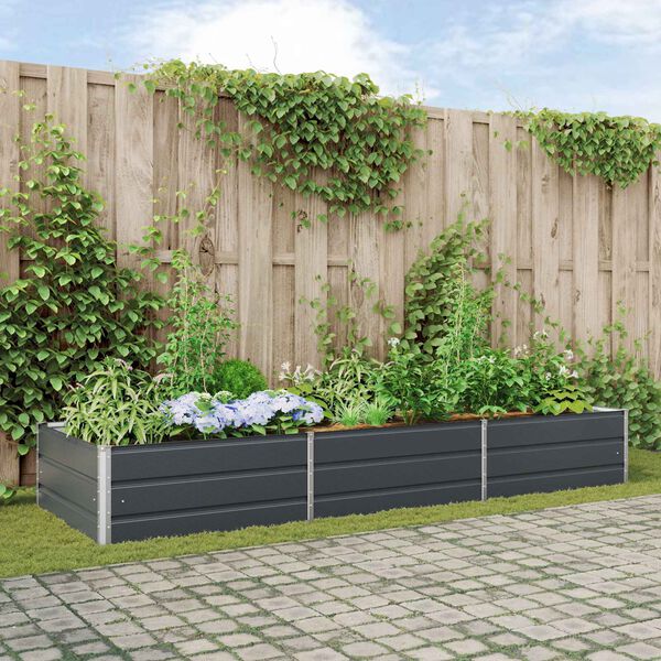 vidaXL Floreira Antracite 195 x 100 x 45 cm A&ccedil;o Galvanizado