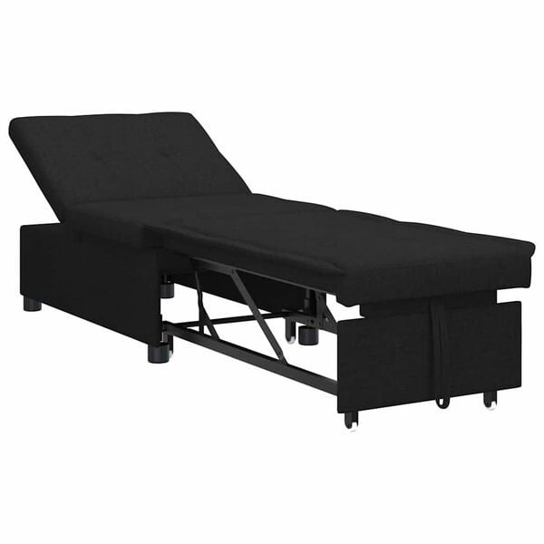 vidaXL Sof&aacute;-cama retr&aacute;til Preto 194 x 50 x 82 cm tecido