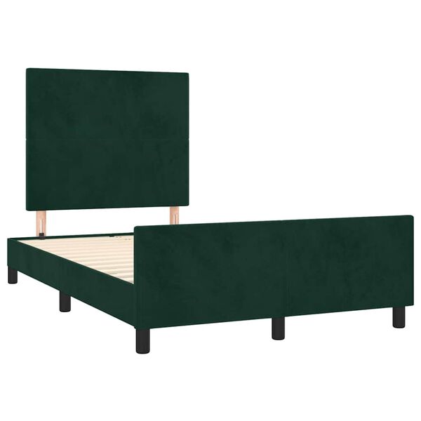 vidaXL Estrutura de cama com colch&atilde;o verde escuro 120x190 cm Veludo