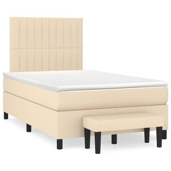 vidaXL Cama com molas/colch&atilde;o 120x200 cm tecido cor creme