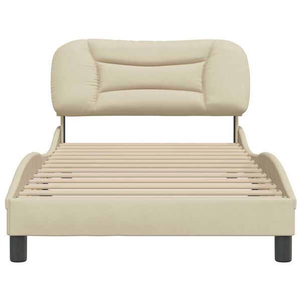 vidaXL Estrutura de cama sem colch&atilde;o Hvar 100x200 cm tecido cor creme