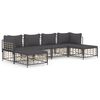 vidaXL 6 pcs conjunto lounge de jardim c/ almofad&otilde;es vime PE antracite